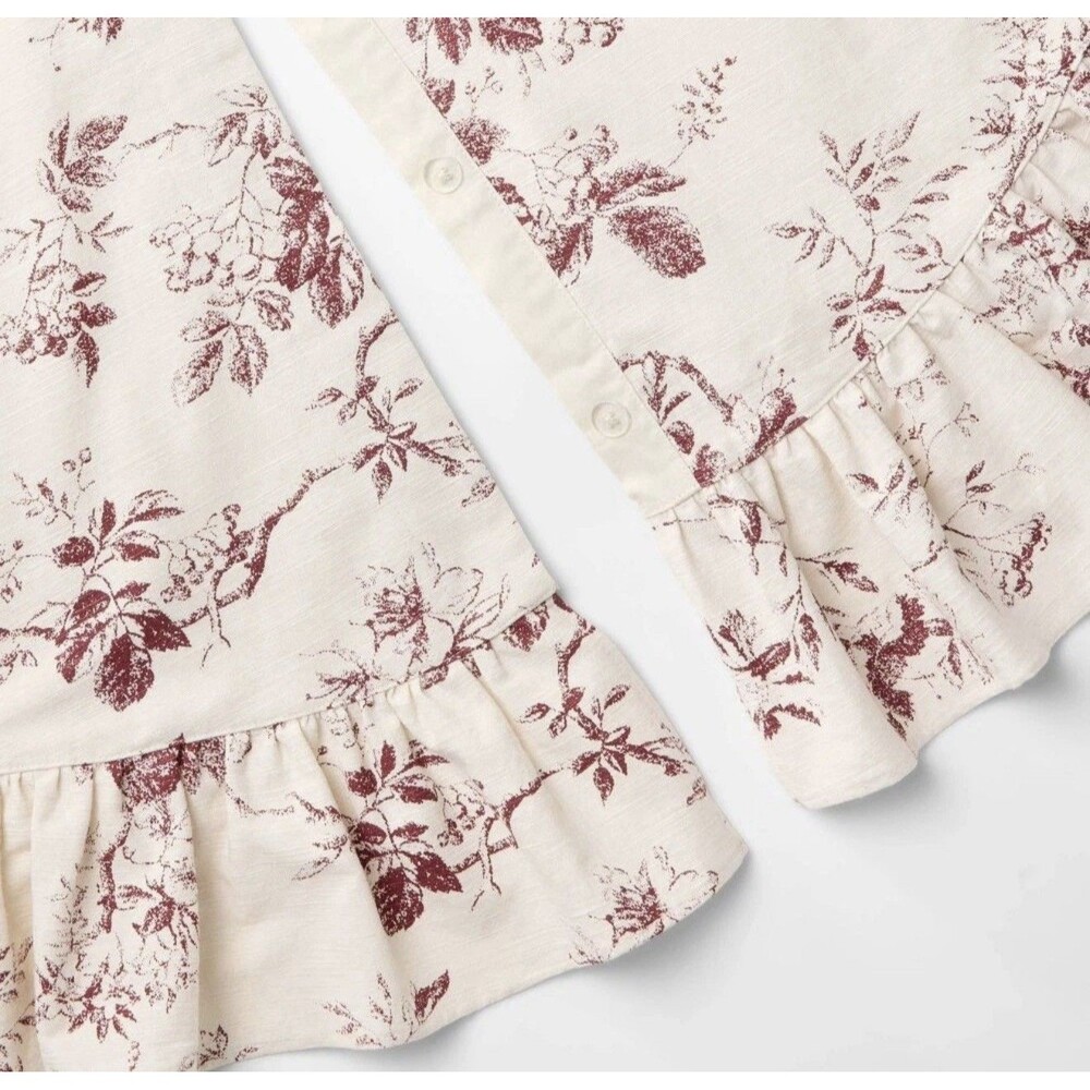 Threshold Studio McGee Ruffle Botanical Tree Skirt Cream/Red – NEW, RARE - Picture 3 of 4
